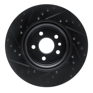 Jaguar F-Pace Brake Rotor (1) - Front Right - R1 Concepts - Drilled & Slotted - Black - `17-`19